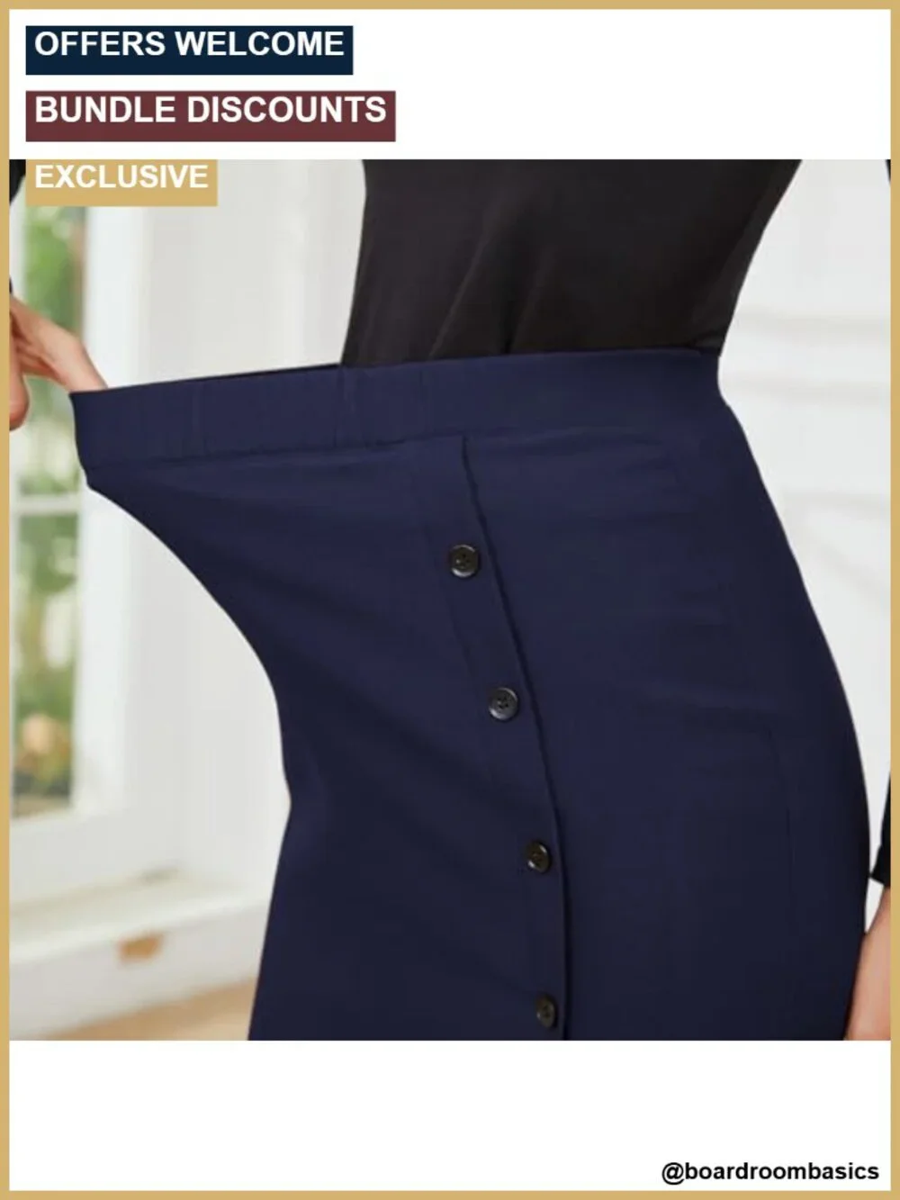 High Waist Pencil Skirt Button Slit Plaid Business Bodycon Midi Knee Length